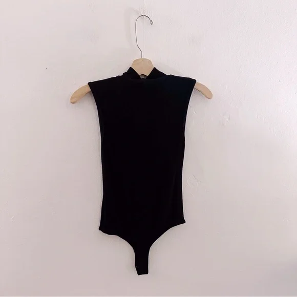 N: Philanthropy Ribbed Bodysuit Sleeveless Turtleneck Tank Black - Picture 8 of 8